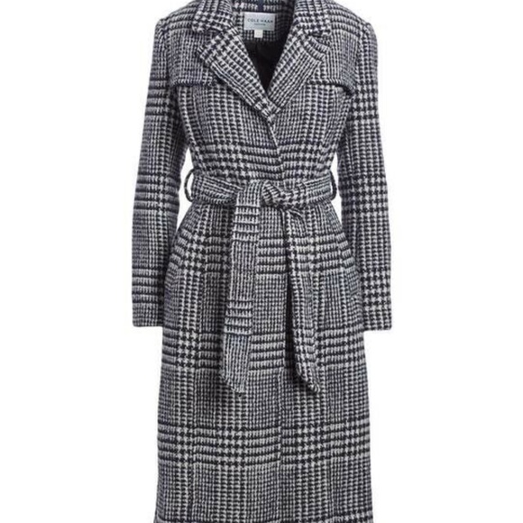 Cole Haan Signature Plaid Wool Blend Trench Coat - Picture 5 of 9